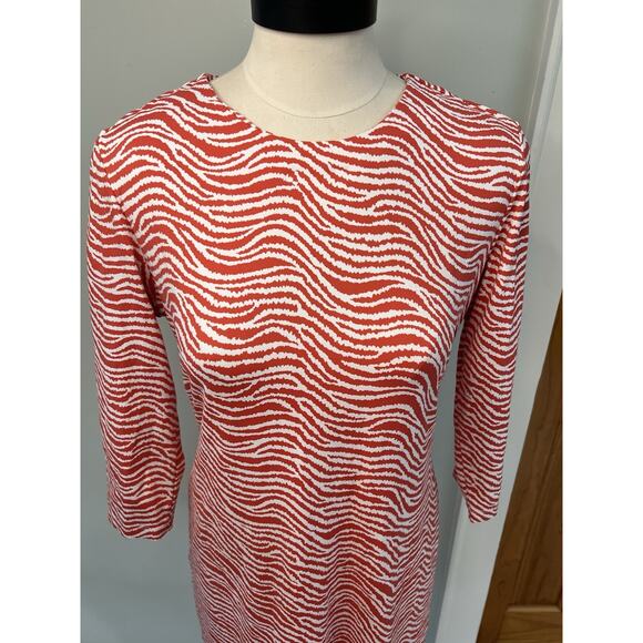 J. McLaughlin Orange White Catalina Cloth Radio Waves Stripes Dress EUC Sz MD - Picture 6 of 10